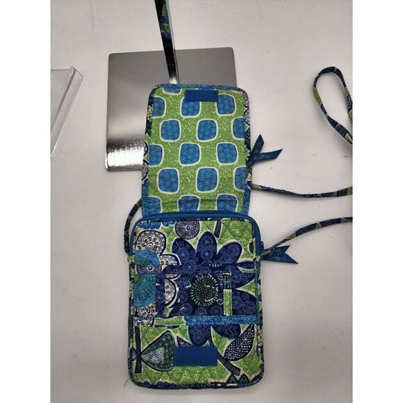 Vera Bradley Blue & Green Quilted Crossbody Bag With Floral Pattern - Picture 4 of 8